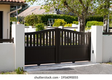 Street Suburb Portal Home Brown Dark Metal Aluminum House Gate Garden Access Door