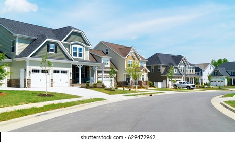 Street of suburban homes