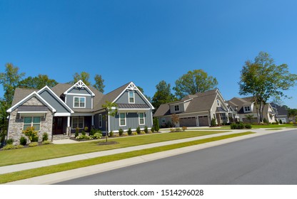 Street of suburban residential houses