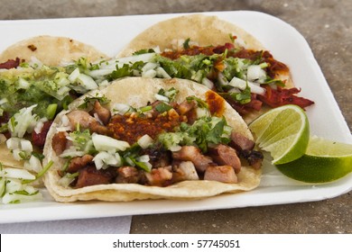 Street Tacos W/ Chuleta (pork) In Cancun, Mexico