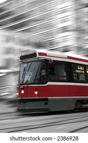 Street Trams On Toronto Street In Motion Blur