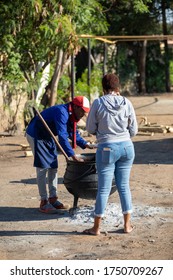 Street Vendor, Man Cooking Traditional Botswana Food, Boiled Cow Heels