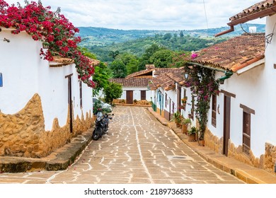 Street View Of Barichara Colonial Town, Colombia