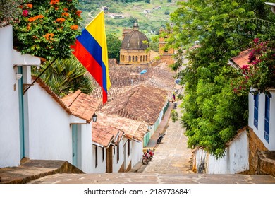 Street View Of Barichara Colonial Town, Colombia