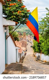 Street View Of Barichara Colonial Town, Colombia