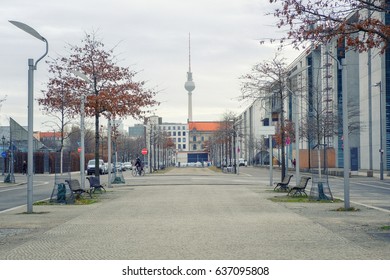 Street View Of Berlin Skyline With Retro Vintage Instagram Style Grunge Pastel Toned Filter Effect, Germany