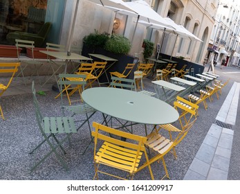 Street View With Cafe Terrace In Avignon City France