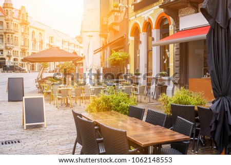 Street view with cafe terrace in Gent, Belgium