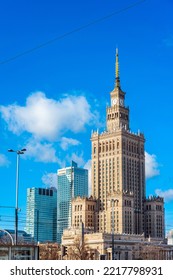 Street View Of Downtown In Warsaw, Poland