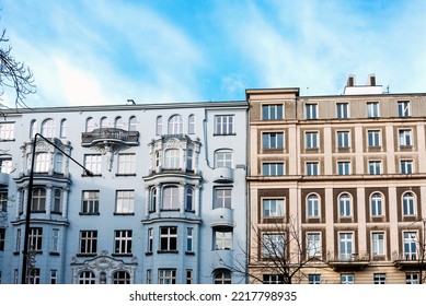 Street View Of Downtown In Warsaw, Poland