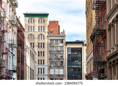 Street View Of Historic Buildings On Broadway In The Tribeca Neighborhood Of Manhattan In New York City NYC