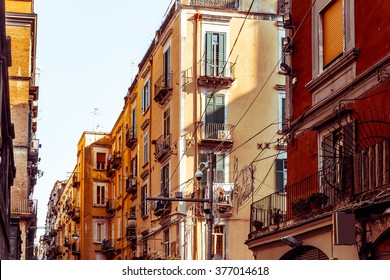 Street View Of Old Town In Naples City, Italy Europe