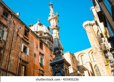 Street View Of Old Town In Naples City, Italy Europe