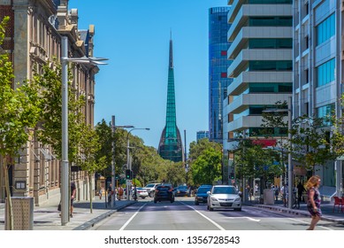 Street View Of Perth With Swan Bell Tower