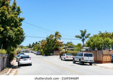 Street View In Residential Westside Neighborhood With Cars Parked In Front Of Single Family Houses. - Santa Cruz, California, USA - June, 2022