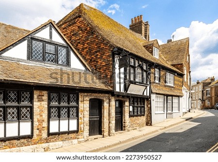 Street view of Rye, an English town near the coast in East Sussex, UK