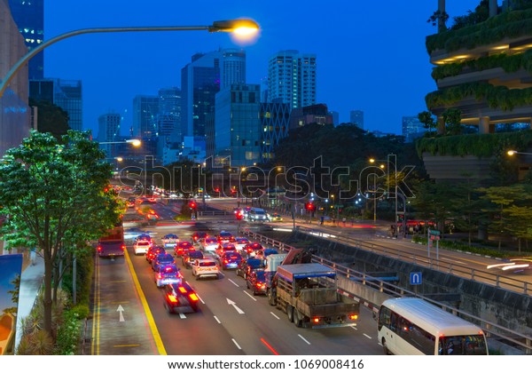 Street View Singapore Night Stock Photo Edit Now 1069008416