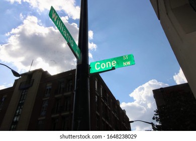 Streets, Corner, Cone Street NW, Atlanta, City, City Life, WILLIAMS STREET NW, Street Signs