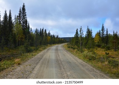 Streets And Hiking Paths In Finnish Lapland, Finland During Autumn