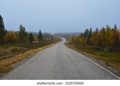 Streets And Hiking Paths In Finnish Lapland, Finland During Autumn