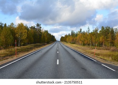 Streets And Hiking Paths In Finnish Lapland, Finland During Autumn