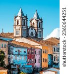 Streets, houses and churches of Pelourinho in Salvador da Bahia - Brazil