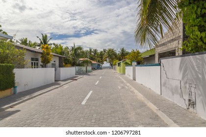 Streets Meedhoo Raa Atoll Island Maldives.