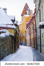 Streets Of Old Tallinn In Winter