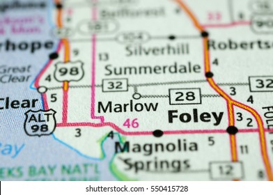 Streets On The Map Around Foley, Alabama USA
