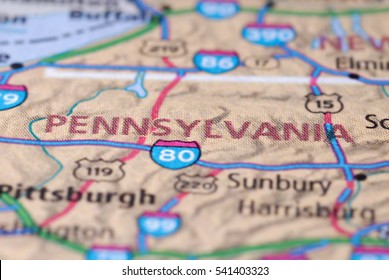 Streets on the map around Pennsylvania
