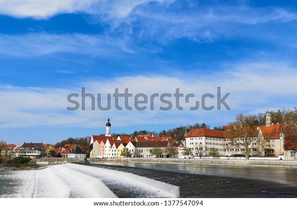 Streets River Bank Landsberg Lech Town Stock Photo Edit Now