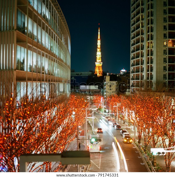Streets Roppongi Tokyo Tower Background Stock Photo Edit Now
