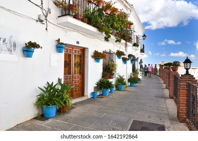 Streets with white houses in Andalusia, Spain