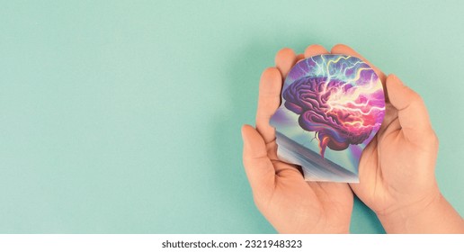 Stress and migraine seizure, alzheimer and epilepsy disorder, brain waves, mental health concept - Shutterstock ID 2321948323