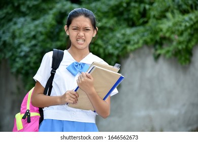 Stressed Beautiful Filipina Person School Books Stock Photo 1646562673 ...