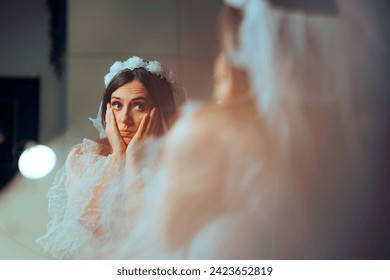 
Stressed Bride Feeling Disappointed Afraid of Commitment. Unsure doubtful woman feeling like calling off and canceling her own wedding
 - Powered by Shutterstock