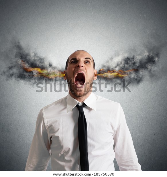 Stressed Businessman Smoke Flame Head Stock Photo 183750590 | Shutterstock