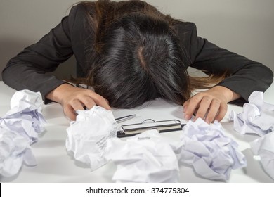Stressed Businesswoman Make A Mistake With Paper