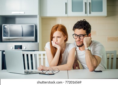 Stressed Couple In Trouble, Have No Money To Pay Debts, To Pay Rent For Appartment. Couple Having Financial Troubles. Household Budget