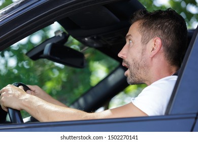 Stressed Driver In His Car