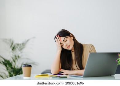 Stressed Frustrated Woman Student Looking At Laptop Reading Bad Email Internet News Feeling Sad Tired Of Study Work Online, Upset About Problem, Failed Exam Test Results, Difficult Learning