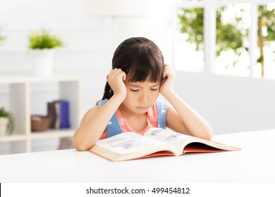 Stressed Little Girl Study  In Living Room