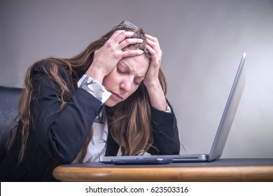 Stressed Out Business Woman Having Headache Stock Photo 623503316 ...