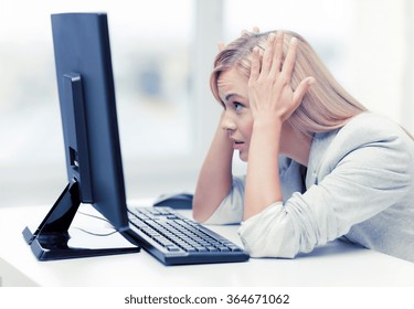 Stressed Woman With Computer