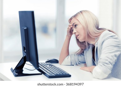 Stressed Woman With Computer