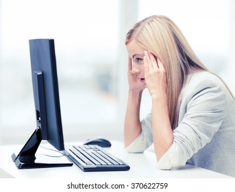 Stressed Woman With Computer