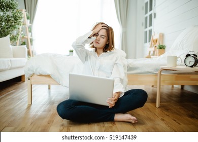 Stressed Woman With Computer