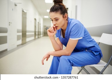 Stressed And Worried Doctor After Long Day At Work 