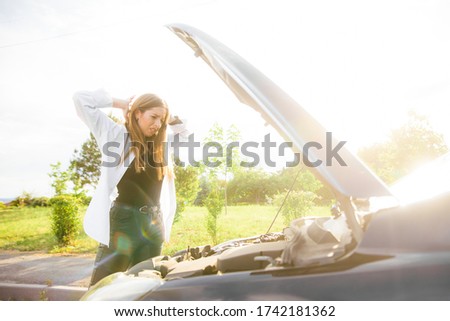 Similar – Image, Stock Photo A woman opens the yellow garbage can