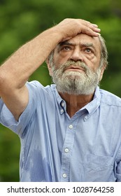 Stressful Bearded Old Male Grandpa